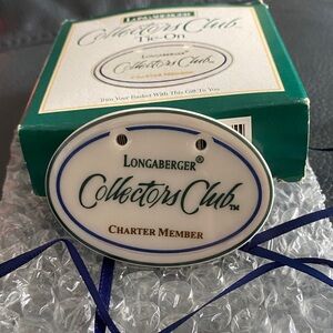 Longaberger Collectors Club Charter Member Tie-On with Blue ribbon